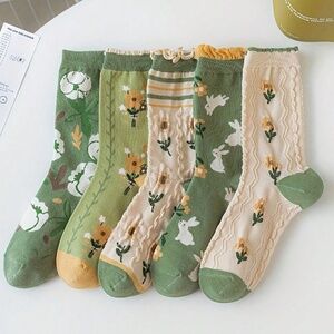 Floral print Color Block Socks set